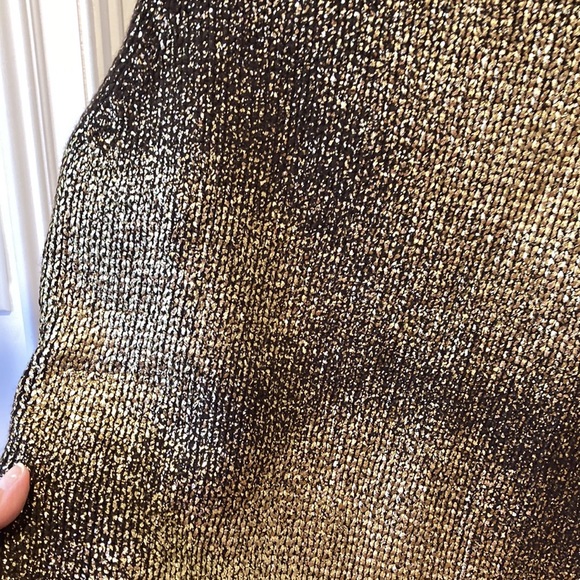 Zara gold/brown sleeveless turtleneck sweater.  Size M. Gold paint front - Picture 2 of 6